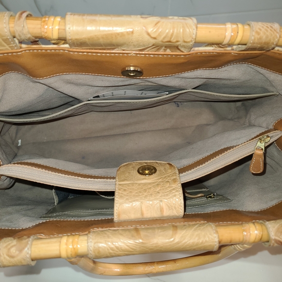 Brahmin Vintage Bernadette Raffia Copacata Bamboo Handle Shoulder Bag RARE GUC - Picture 10 of 16